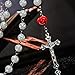 Rosary Beads 8mm White Flowers Beads With 6 pcs Rose And Metal Cross