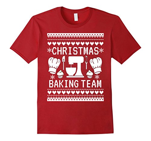 Womens Christmas Baking Team T-Shirt Funny Ugly Sweater Tees XL Cranberry