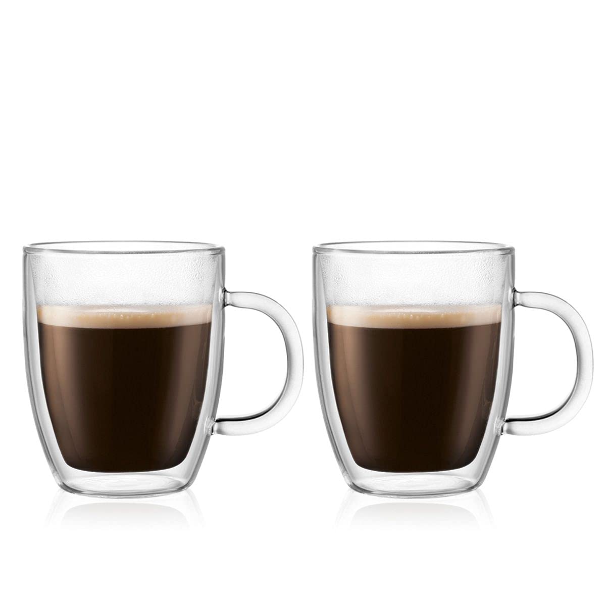 Bodum Double Wall Mug pack of 2 BISTRO - 300ml Coffee & Tee Cups - Dishwasher Safe Thermal Cup - Mouth-blown Borosilicate Glass