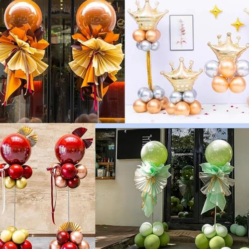 AM ANNA Balloon Column Kit Set of 2, Metal Adjustable Balloon Stand 8ft Balloon Tower Stand Kit with Base for Floor, Balloon Stand Kit Decorations for Baby Shower Graduation Birthday Wedding Party