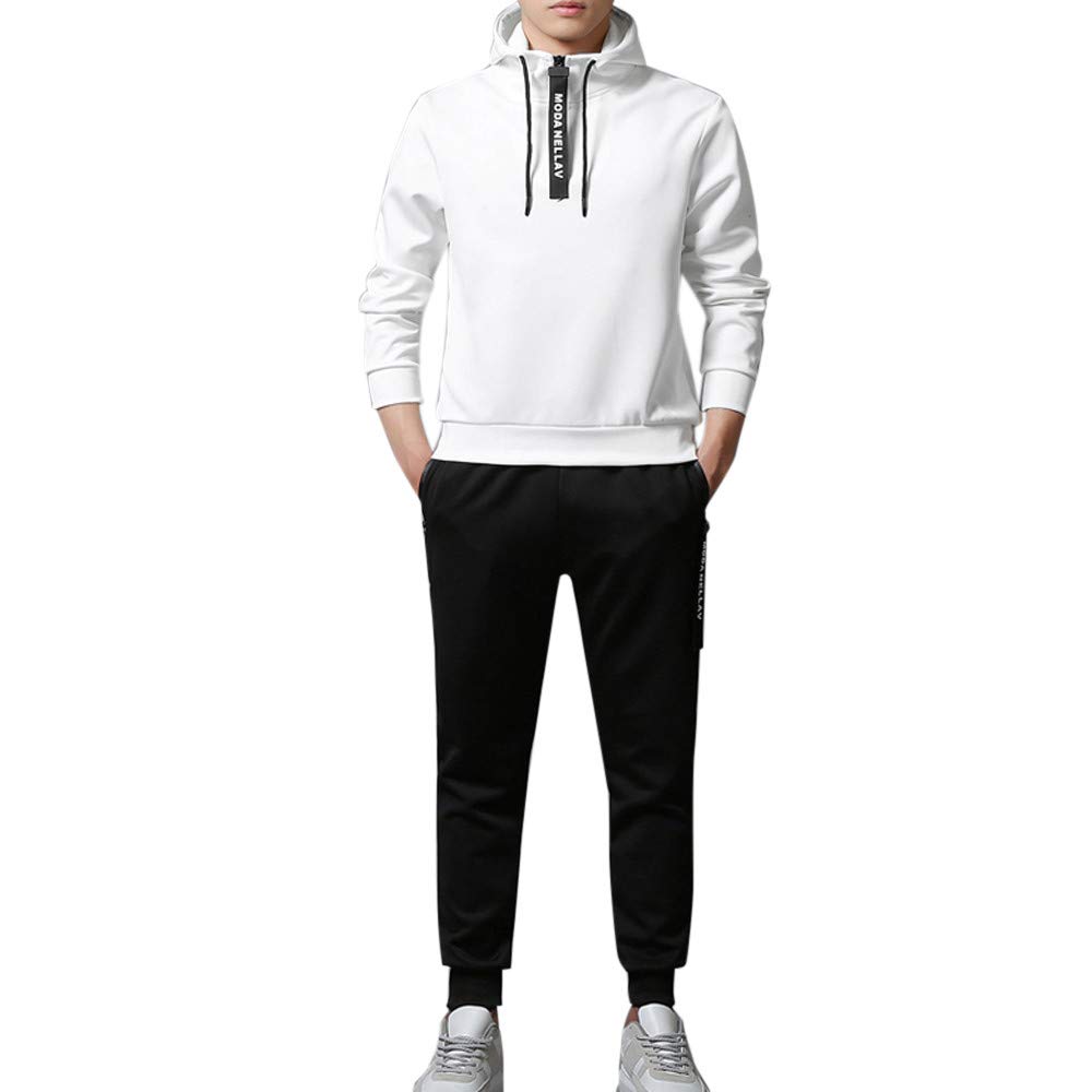 スウェットスーツ シームレス トップス ジョギング Large Fantasy ポケット スポーツスーツ メンズ カジュアル アスレチック ホワイト B07j5sjq パンツセット レジャー Annhoo トラックスーツ アクティブ その他 スーパーセール期間限定