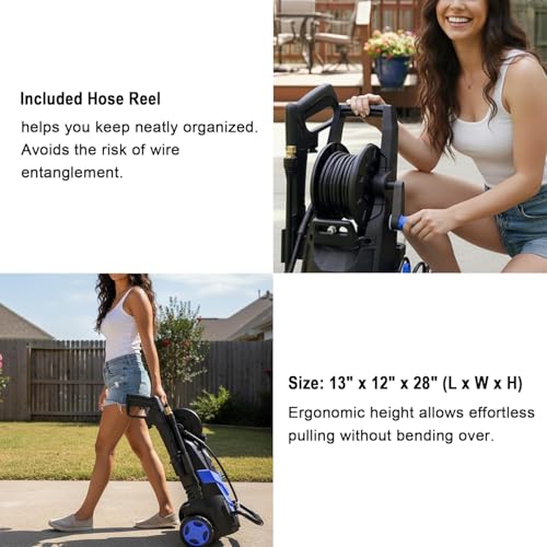 2026 Upgrade Pressure Power Washer 4800PSI w/4 Different Pressure Tips, Inlet Hose & Filter&500ML Soap Tank, High Cleaning Machine for Cars/Fences/Driveways/Patios/Home Cleaning, Blue
