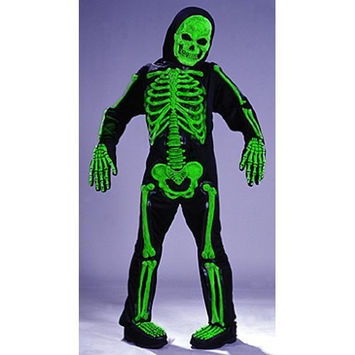 Kids Scary Green Bones Skeleton Boy Halloween Costume Medium (8-10)