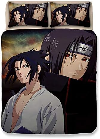 3D Naruto cartoon pattern duvet cover with 2pcs pillowcases, bedding sets for kids and teen(color 3, Single 3pcs)