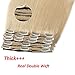 S-noilite Blonde Double Weft Clip in Human Hair Extensions 22inch 160g 8pcs 18 Clips Full Head Thick Soft Straight Clip on Extensions Real Hair Platinum Blonde #60