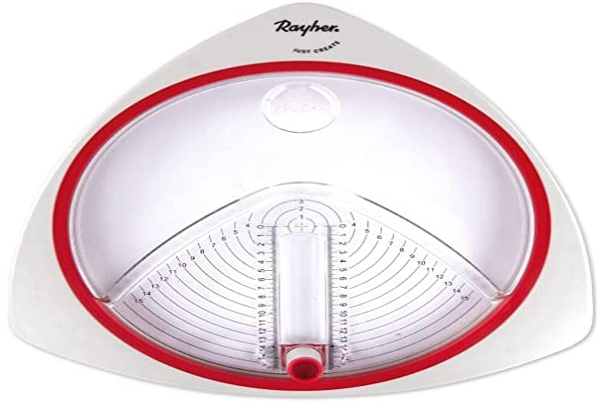 Rayher Circle Cutter for Crafting with 3 Replacement Blades, Paper Trimmer for Circles with a Diameter of 2.6–15 cm