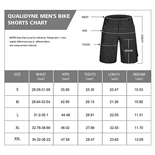 image for qualidyne Men's MTB Shorts Padded Mountain Bike Shorts, Loose Fit Bicy