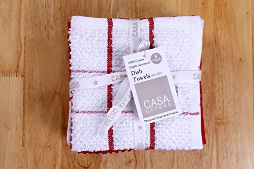 Terry Cotton Dishcloth Set of 8 ( 12 x 12 Inches ) , Red , 100 % Cotton , Highly Absorbent Kitchen Dish Towels , Machine Washable By CASA DECORS - Thumbnail 7