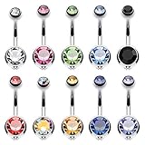 Lot of 10pc 14G Belly Button Ring Body Jewelry Piercing Ring 10 Pack