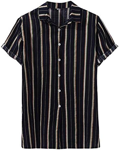 Big Sale! Fastbot Men's T-Shirt Short Sleeve fit Cotton Mens Contrast Color Geometric Printed Turn Down Collar Loose Shirts