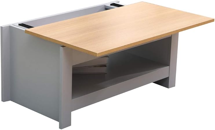 Sliding Top Up Coffee Table Small Coffee Table Side Table With Shelf Grey Oak 85x47x42cm Amazon Co Uk Kitchen Home