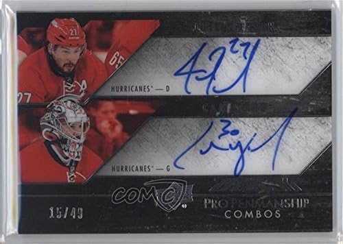 Justin Faulk; Cam Ward #/49 (Hockey Card) 2015-16 UD Black - Pro Penmanship Combos #PEN2-FW