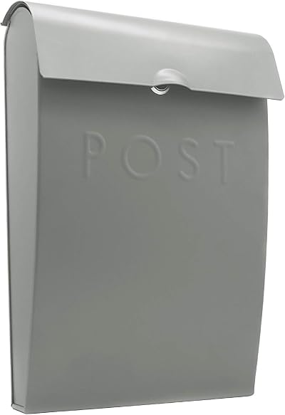 Maison & White Wall Mounted Post Box Glossy Finish Gray 37cm x 9cm x 25.5cm