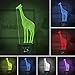 Aniamls Giraffe 3D Night Light Touch Table Desk Lamps, Elstey 7 Color Changing Lights with Acrylic Flat & ABS Base & USB Charger