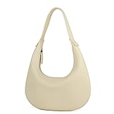 DONNAIN Full Grained Real Leather Hobo Bags for Women,Women's Crescent Handbag with Wide Shoulder Strap (Beige)