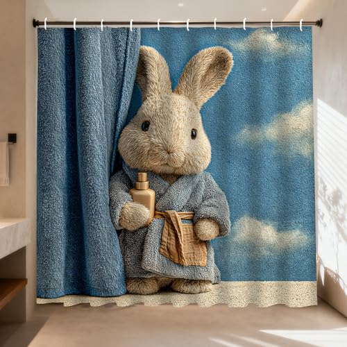 Nuxovilar Bunny Robe Bath Shower Curtain 72x72in Polyester at Amazon