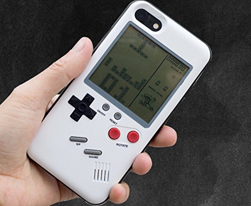 Retro 3D Gameboy Design Style Soft Silicone Cover Case For Apple iPhone Game Installed (7/8 Plus-White)