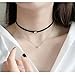 OSIANA -Womens Brass Vintage Black PU Leather Double Layered Choker Necklace with CZ Pendant in Gift Box-01silver