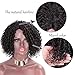 AISI QUEENS Kinky Curly Wig for Black Women Black Mixed Red Color Side Part Short Afro Synthetic Heat Resistant Fiber Daily Part Wigs(1b/bug)