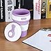 C CLTEIN Collapsible Cup with Lid,RANLOK BPA Free Travel Mug, Microwave and Dishwasher Safe Coffee Mug (Purple, 12oz)