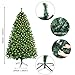 OurWarm 7FT Pre-Lit PVC Artificial Christmas Tree Xmas Pine Tree Holiday Decorations with w/400 UL-Certified LED Lights, 1430 Branch Tips, Foldable Metal Stand, Green