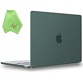 UESWILL Compatible with MacBook Air 13 inch M4 M3 M2 Case 2022 2023 2024 2025 Model A2681 A3113 A3240 Touch ID, Matte Hard Shell Case Cover for MacBook Air 13.6 + Microfiber Cloth, Midnight Green