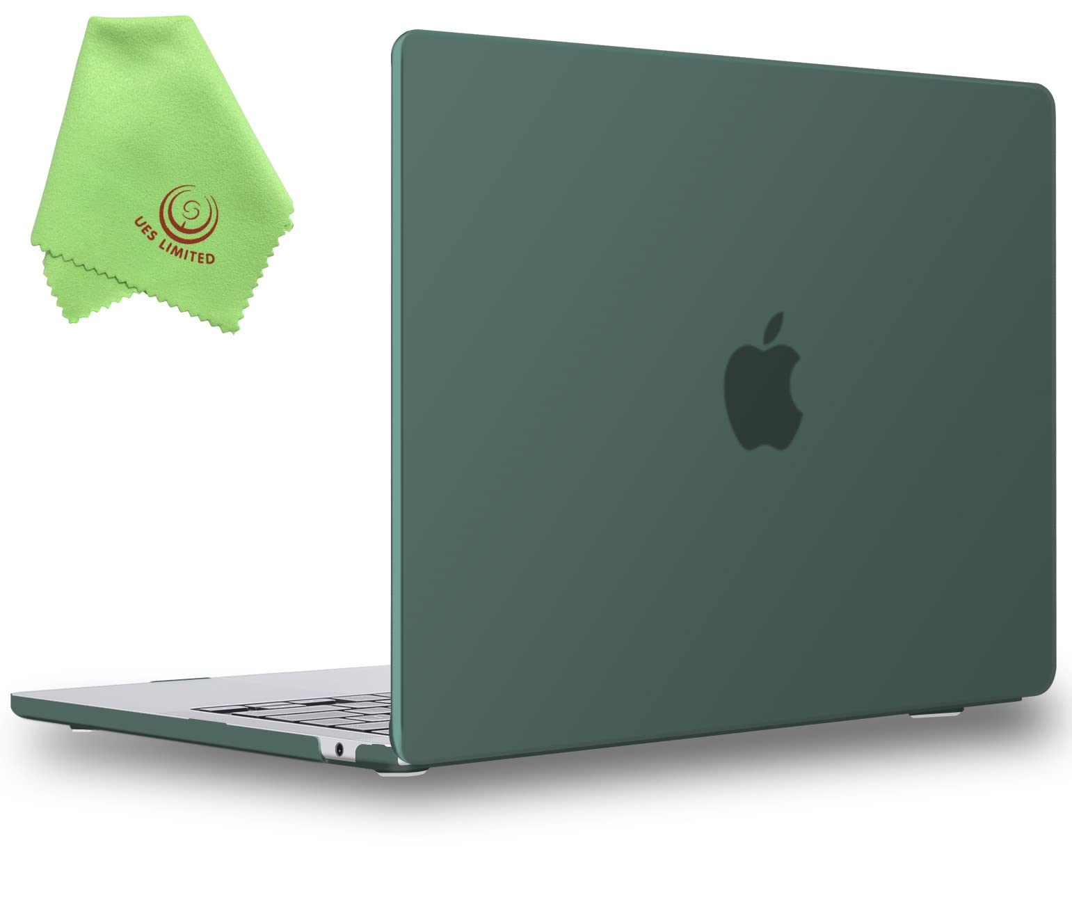 UESWILL Compatible with MacBook Air 13 inch M5 M4 M3 M2 Case 2022-2026 Model A3449 A3240 A3113 A2681 Mac Air 13.6 Matte Hard Shell Case Cover + Microfiber Cloth, Midnight Green