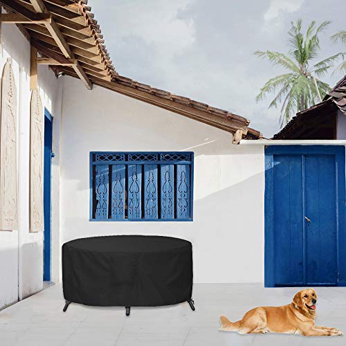 Awnic Rund Abdeckplane Gartenmöbel Winterfest Ø190X71cm, Schutzhülle Wasserdicht Rund 420D Oxford Gewebe, Anti-UV Reißfest Abdeckplane für Gartenmöbel Terrassenmöbel – Bild 7