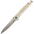 Eafengrow EF942 EDC Folding Knife, D2 Steel Blade Titanium Plating & G10 Handle,Pocket Clip with Frame Lock EDC Pocket Knife for Camping Hiking Survival Outdoor(Desert)