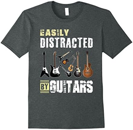 Mens Easily Distracted By Guitars T Shirt Medium Dark Heather