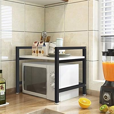 Wood Look Microwave Oven Rack Kitchen Shelf Metal Simple Stands