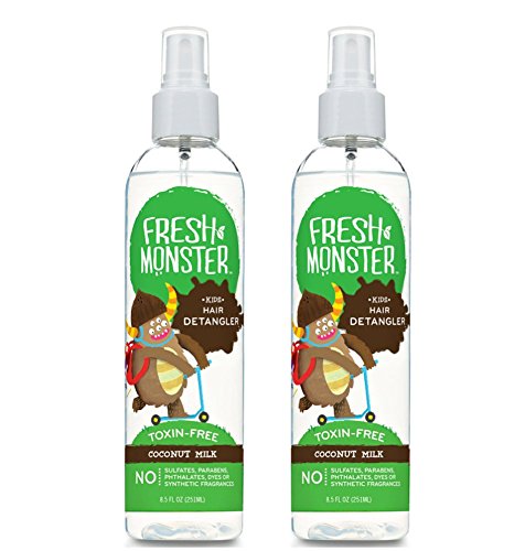Fresh Monster Kids Detangler Spray Coconut, 8oz 2 pack bottle for FINE to NORMAL hair types