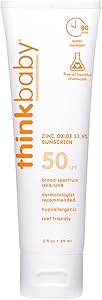 Thinkbaby SPF 50+ Baby Sunscreen – Safe, Natural Sunblock for Babies - Water Resistant Sun Cream – Broad Spectrum UVA/UVB Sun