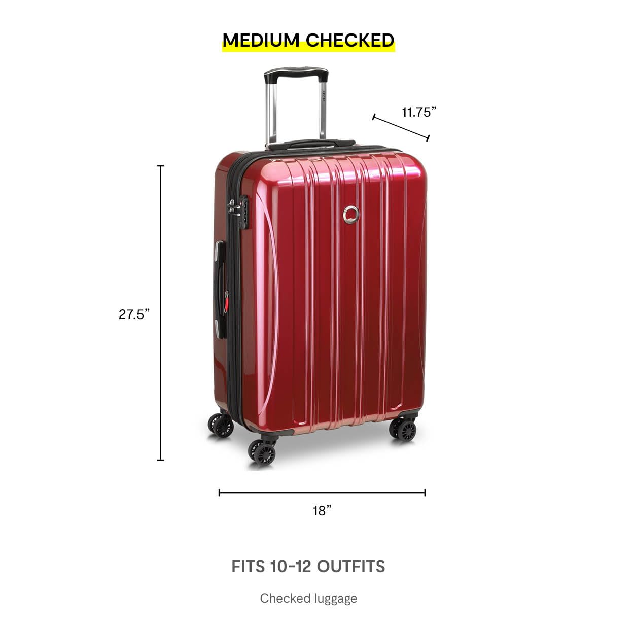 DELSEY PARIS Helium Aero Hardside Expandable Luggage with Spinner Wheels, Titanium, Checked-Medium 24 Inch