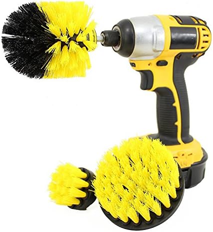 Drill Brush Attachment Kit Turbo Spin Power Scrubber Stiff Medium Soft Nylon Bristle Pool Tile Floor Brick Ceramic Marble Patio Furniture Car Motorcycle Wheel Pool Tile Floor 3 Replaceable Brush Heads