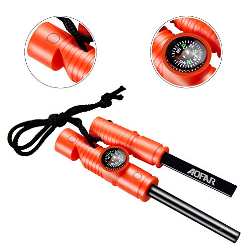 AOFAR Military Compass and Fire Starter AF4580/381 Lensatic Sighting, Survival Kit,Waterproof