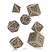 Q-Workshop Polyhedral 7-Die Set: Celtic 3D Beige & Black Dice Set!