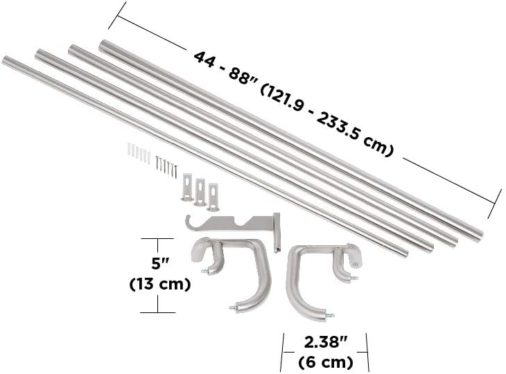 Umbra Twilight Double Curtain Rod Set – Wrap Around Design is Ideal for Blackout or Room Darkening Panels, 48-88, Nickel: Home & Kitchen