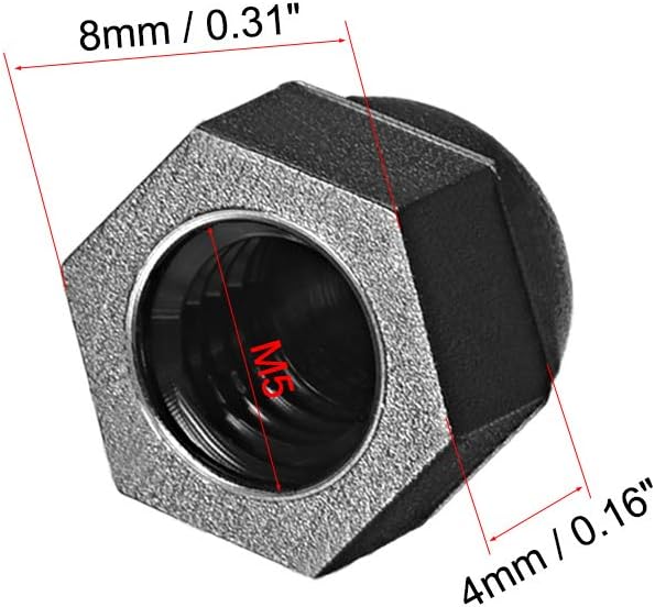 sourcing map M5 Cap Nut, Hex Acorn Dome Head Nuts for Screws Bolts Nylon Black 20 Pcs - Image 3