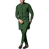 African Men's Formal Clothes Dashiki Shirt and Pant Two Piece Suit Traditional Long Sleeve Outfits
