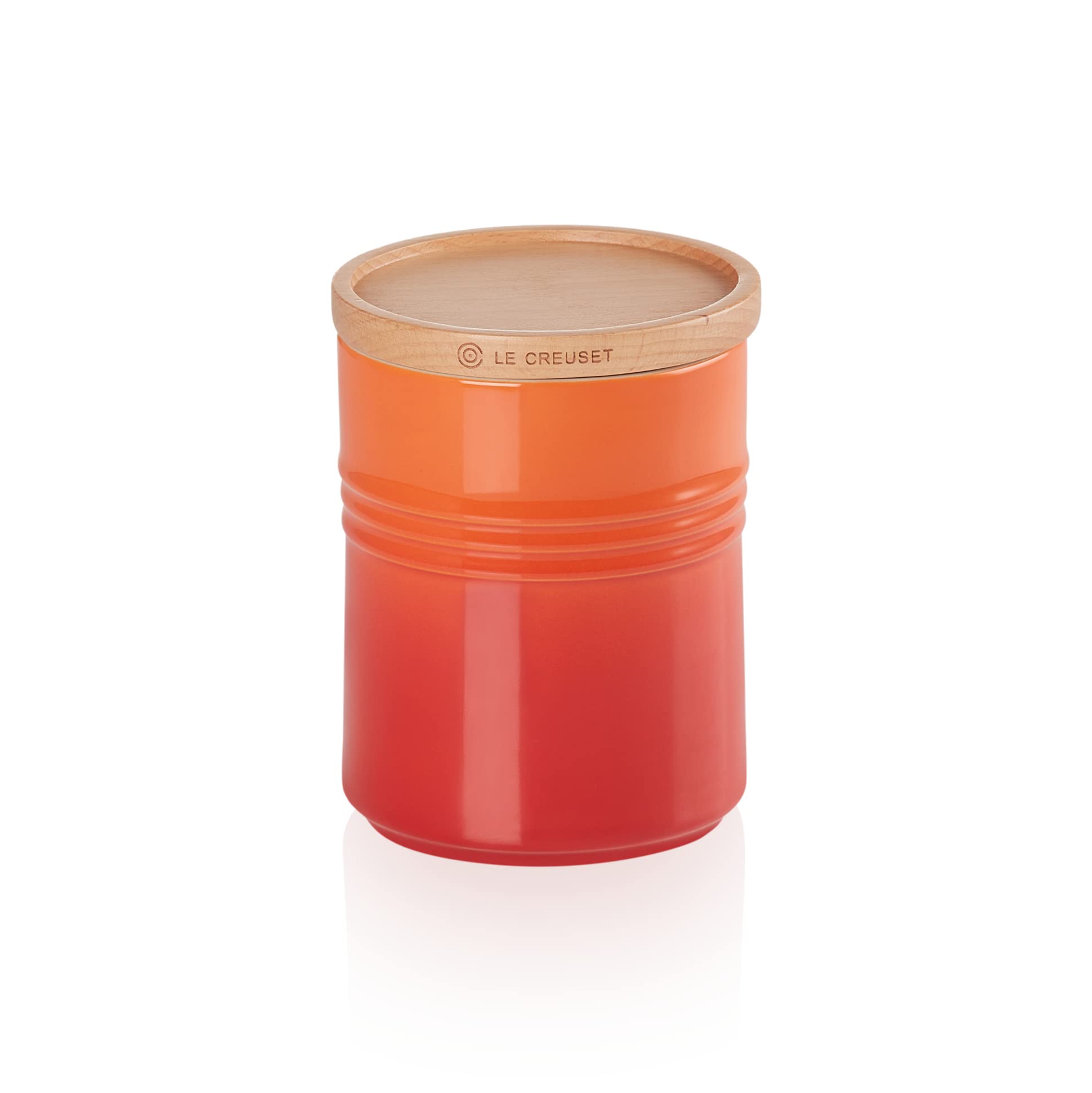 LE CREUSET Stoneware Medium Storage Jar with Wooden Lid, Stoneware, 540 ml, 10 cm, Volcanic, 91044401090099