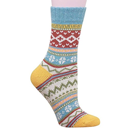 BSGSH 5 Pairs Womens Vintage Socks Colorful Casual Winter Thick Knitting Warm Crew Socks (Multicolor #A)