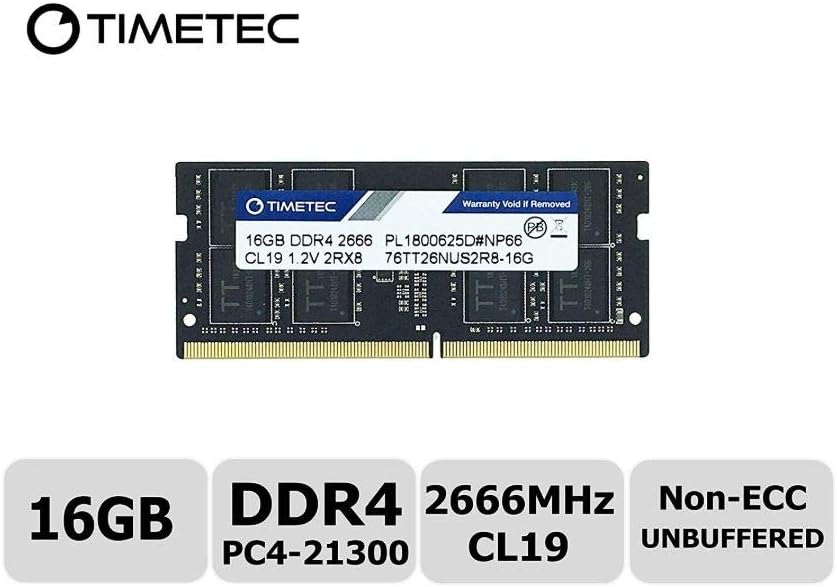 Timetec 16GB DDR4 2666MHz (PC4-2666V) PC4-21300 SODIMM Laptop RAM