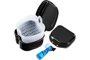 RHUI 3 Pack Retainer Cleaner Case Partial Denture Cleaning Case Cup and Brush for invisalign Orthodontic soaking