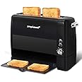 prepAmeal Long Slot Toaster 2 Slice Toaster with 6 Shade Settings, Bagel/Cancel, Extra Wide Slots, Removable Crumb Tray, for Bagels, Waffles, Breads, Puff Pastry, Snacks (2-Slice, Black)