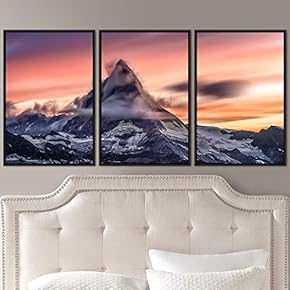 signwin 3 Piece Framed Canvas Wall Art Mountain...