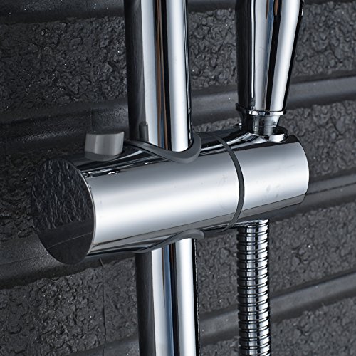 Rozin Chrome Bathroom 8" Round Rainfall Shower Faucet Set Tub Mixer Spout Tap with Hand Spray