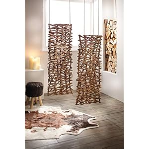 Deko-Objekt Rustikal aus Rattan & Holz, Raumteiler, Paravent, Skulptur