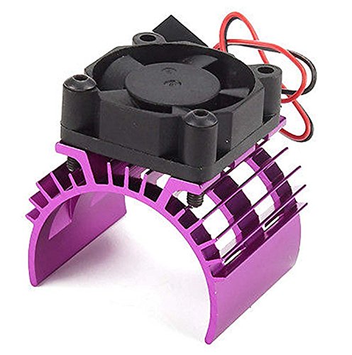 ShareGoo Alloy heat sink Heatsink with 5V Cooling Fan for 1/10 Car 540 550 3650 Size Brushless Engine Motor,For Remote Control Car Truck Buggy Crawler(Purple)