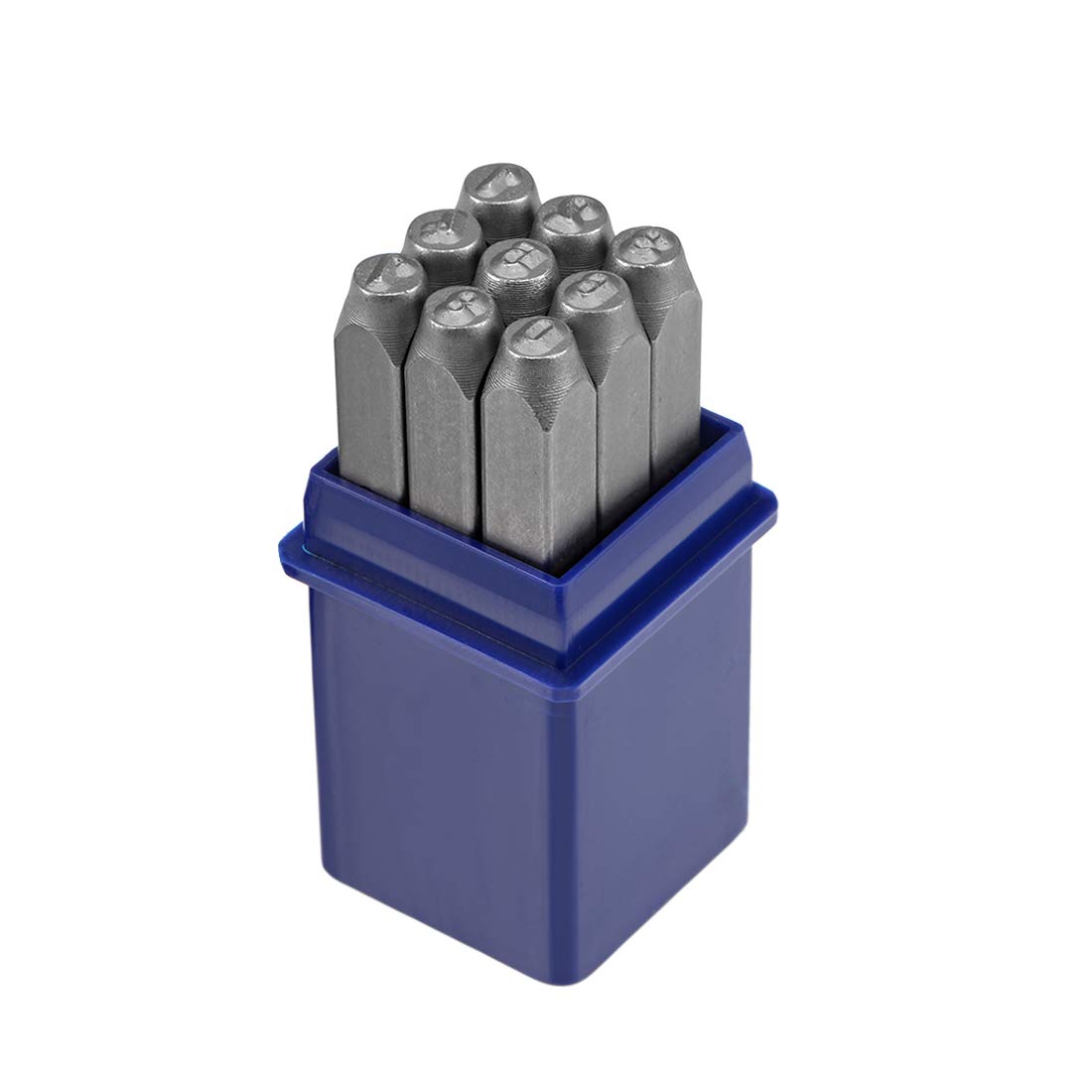 sourcing map Number Metal Stamp Set, 1/8" 3mm, Digital 0 to 9, Numbers Punch Set Wood Leather Steel Punch Tools Leather Craft Stamp